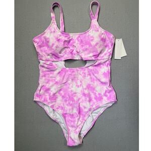 California Waves PS Tie-Dye Cutout One-Piece Swimsuit Pink/white 0X $50